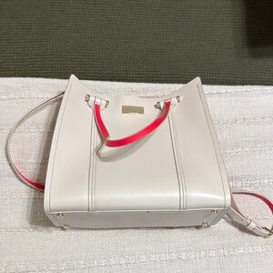 Elegant White Handbag with Pink Accents